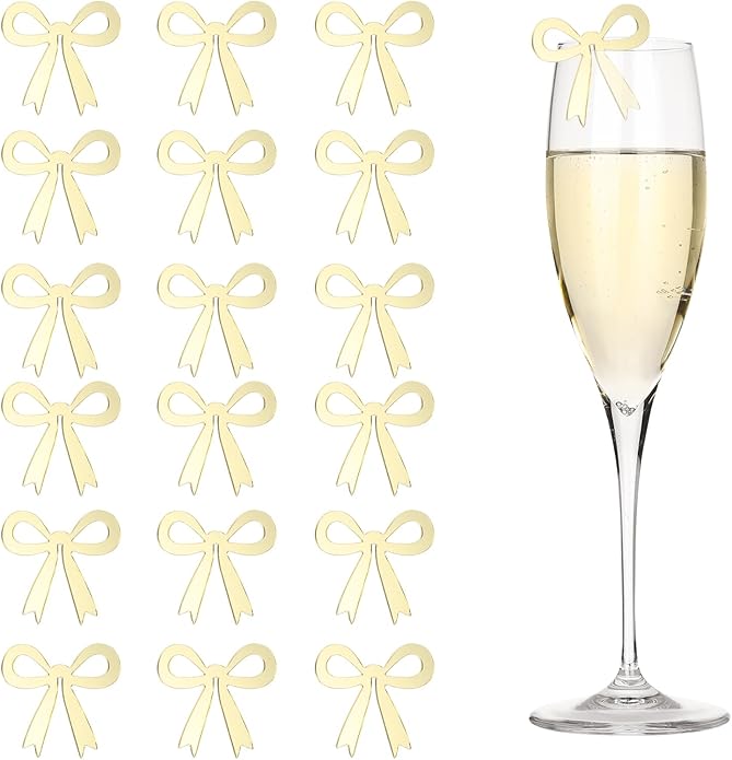 PATIKIL 50 Pcs Bow Drink Tags, Acrylic Wine Glass Charms Reusable Drink Markers by PATIKIL
