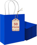 qiqee 50-Packs Gift Bag with Handles Bulk Diamond Blue Paper Bags Multiple Uses by Qiqee