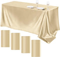 TURSTIN 4 Packs Champagne Satin Tablecloth 102 x 58 Inch Overlay Satin Table by TURSTIN