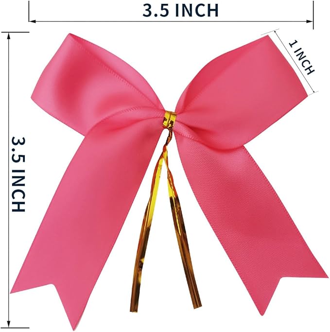 50pcs 3-1/2" Hot Pink Satin Ribbon Bows - Image 3
