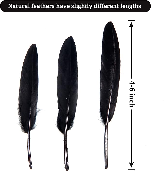 FeelfunFeather 120pcs Black Goose Cochettes Feather Natural Bulk 4-6 inch - Image 2
