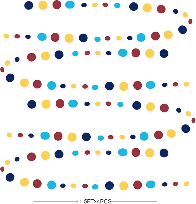 Red Blue Yellow Party Decorations Circle Dots Garland Hanging Paper Polka Dot - Image 2