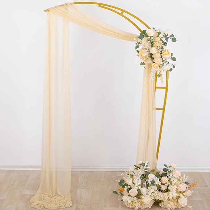 Socomi Champagne Sheer Wedding Arch Draping Fabric 29" x 20Ft 2 Panels Outdoor - Image 6