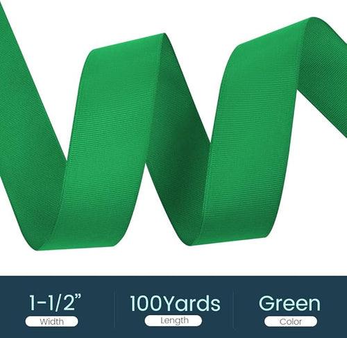 1-1/2" X 100 Yards Green Grosgrain Ribbon, Premium Grosgrain Ribbon - Image 2