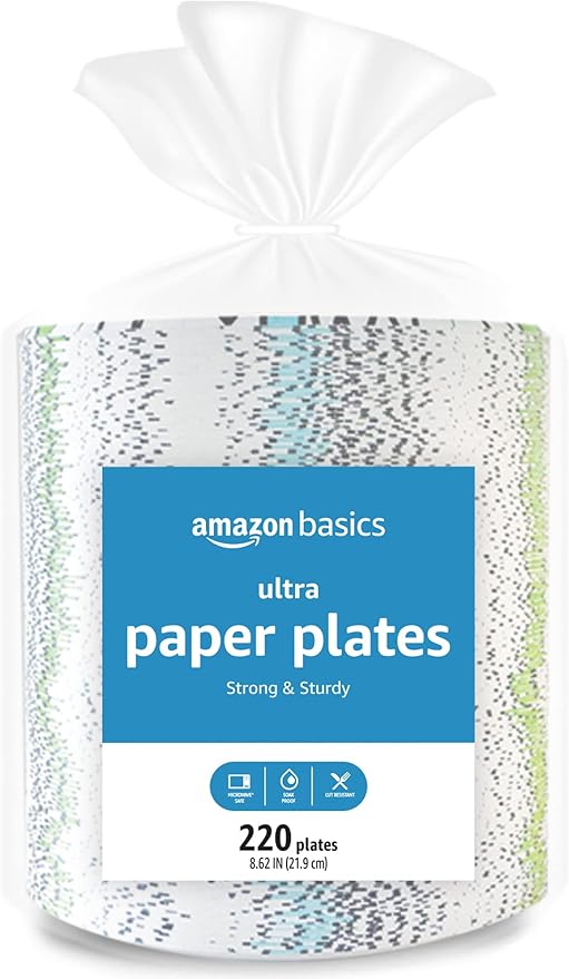 Amazon Basics Ultra Paper Plates, 8.62 Inch, Disposable by AmazonBasics