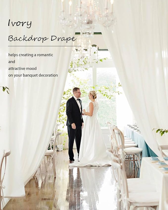 PartyVillage 50ft×15ft Ivory Backdrop Curtain - Image 2