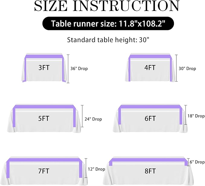 SHEJIZE 20 Pack Lavender Satin Table Runner 12x108 Inches Long, Bright Silky - Image 9