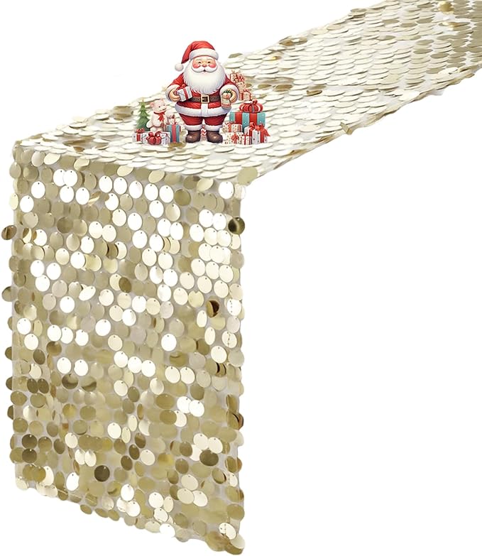 VHH Sequin Table Runner 12 x 108 inches Champagne Table Runner, Glitter Runner by VHH