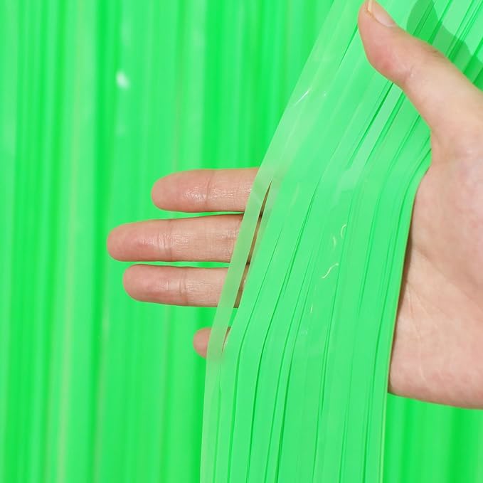 2 Pack Pastel Green Foil Fringe Backdrop Curtains, Tinsel Streamers Party - Image 2