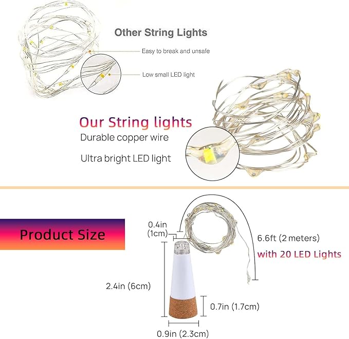 Wine Bottle Lights with Cork Switch - Image 3