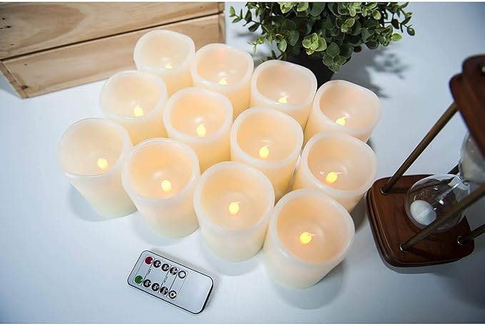 Hausware Flameless Candles Battery Operated Candles Set of 12 Real Wax Pillar - Image 8