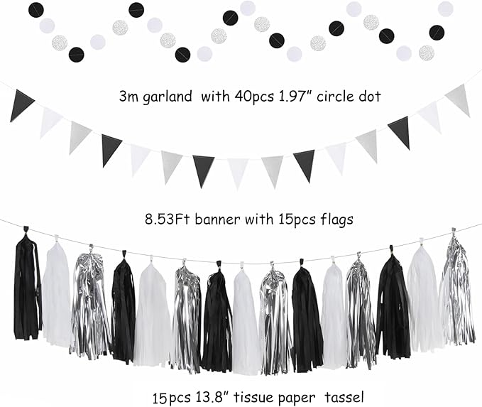 Black White-Silver Party-Decorations - Image 3
