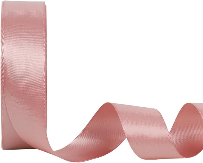 LaRibbons 1 Inch 25 Yard Double Faced Satin Ribbon, Dust Pink Satin Craft by LaRibbons