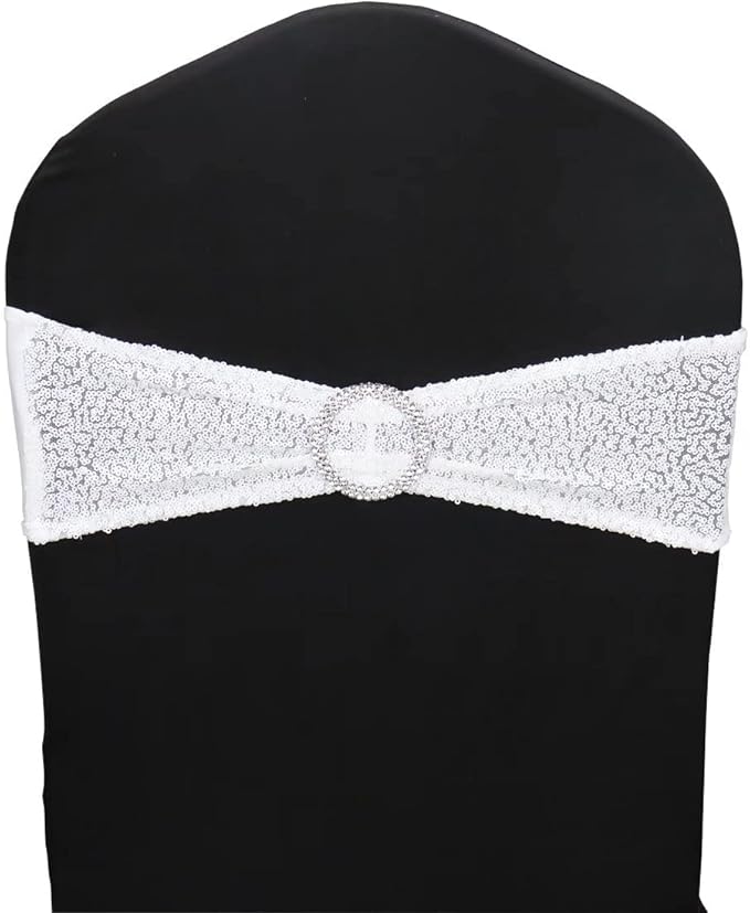 25 Pcs Sequin Chair Sashes Stretch Chair Bands Spandex Polyester Bows by LIZIMI