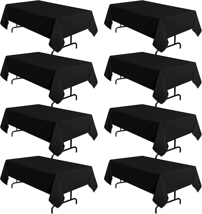 sancua 8 Pack Black Tablecloth 60 x 102 Inch, Rectangle Table Cloth by sancua