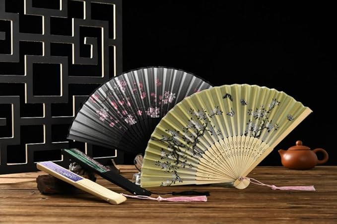 HUNANBANG 10 Pieces Oriental Bamboo Folding Hand Fans Church Wedding Gift - Image 6