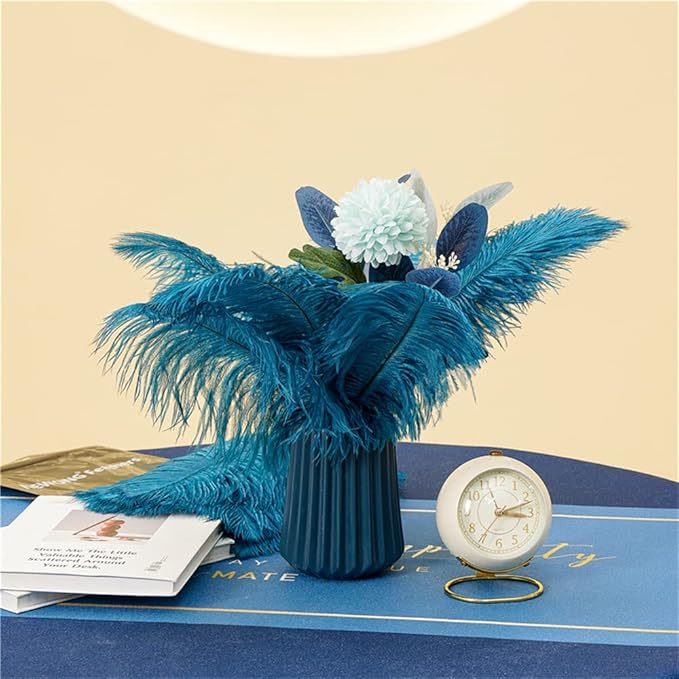NEWONG 30pcs Blue-Green Ostrich Feathers Natural Bulk 9-12inch Vase Craft - Image 7
