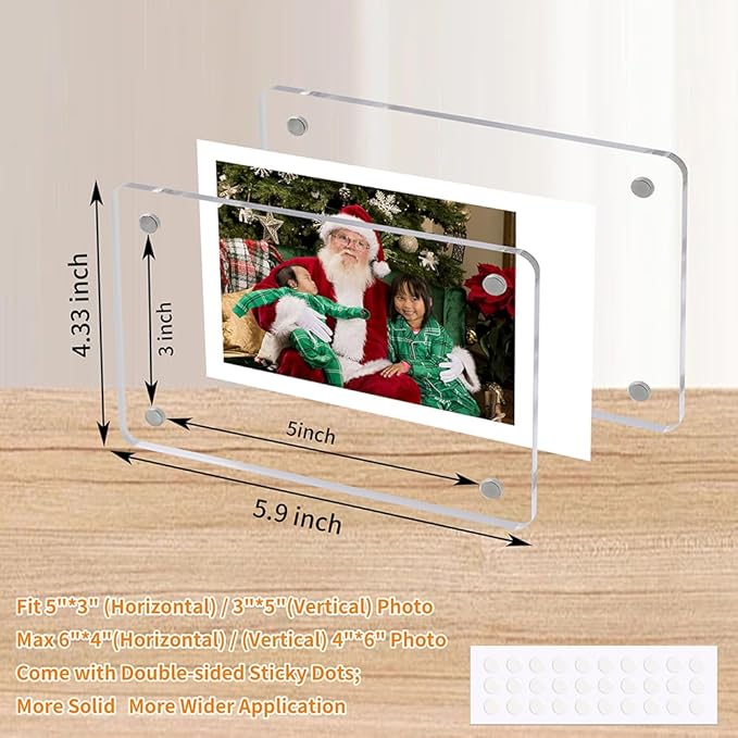 Acrylic Fridge Magnetic Picture Frames, 3x5 Inch Magnetic Clear Photo Frames - Image 4