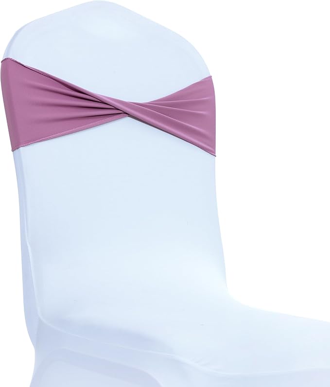 MDS Pack of 50 Spandex Chair Sashes Bows Elastic Stretch Dining Chair Bands - Image 2