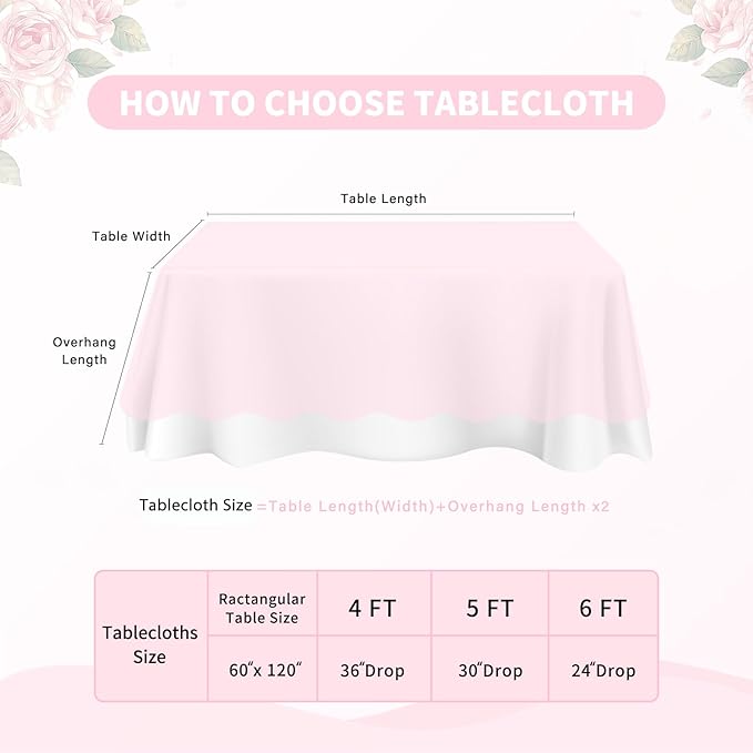 LuoluoHouse Pink Lace Table Cloth 60x120inch Tablecloth - Image 7