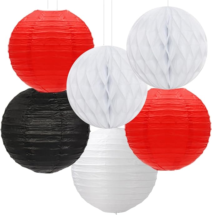 Black White-Red Party-Decorations Streamers Lanterns - Image 3