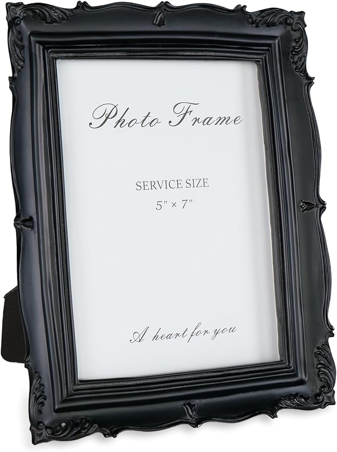 Cuspin Vintage 5x7 Picture Frame Black, Handmade Resin Frame by Cuspin