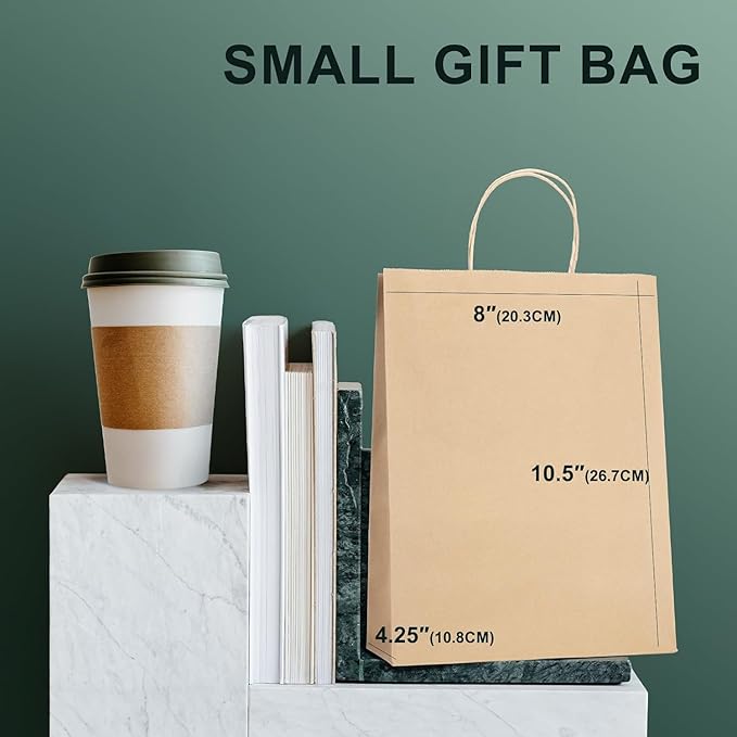 METRONIC Paper Gift Bags 8x4.25x10.5 400Pcs Brown Paper Bags - Image 2