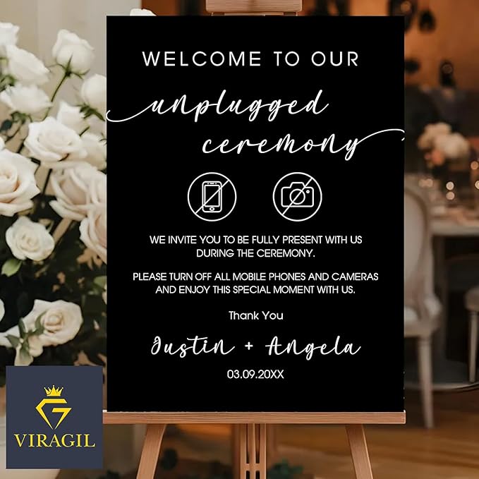 Wedding Unplugged Ceremony Yard Sign – No Phones or Cameras Icon – Outdoor Sign - Image 4