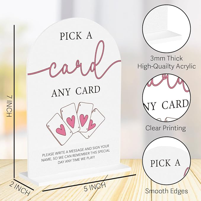 Wedding Playing Cards Guest Book Sign Acrylic Arch Wedding Bridal Shower Baby - Image 2