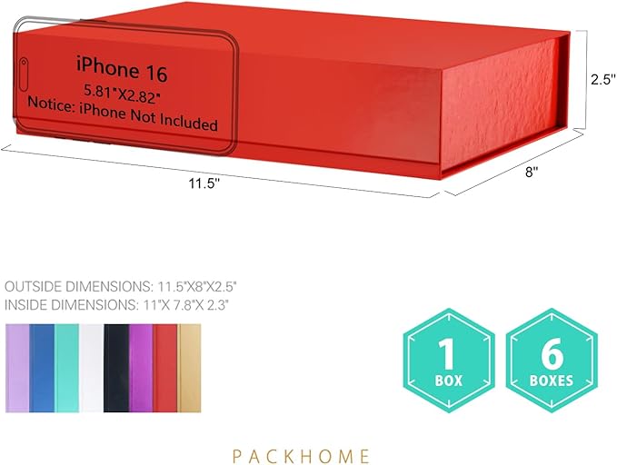 PACKHOME Gift Box 11.5x8x2.5 Inches, Sturdy Shirt Box - Image 2