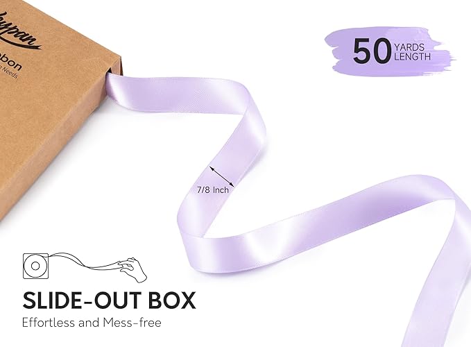 Lavender Satin Ribbon 7/8 Inch x 50 Yards Double-Faced Ribbons - Image 2