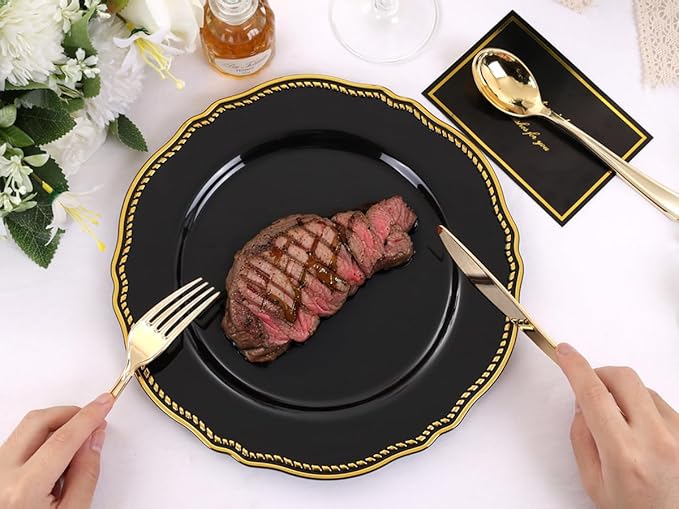 Hioasis 60pcs Black Plastic Plates - Image 2