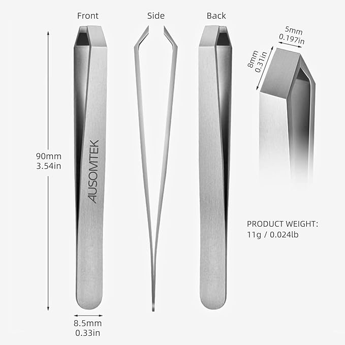 Beard Tweezers, Stainless Steel, Fine Hair Removal Tweezers, Eyebrows Shaping - Image 8