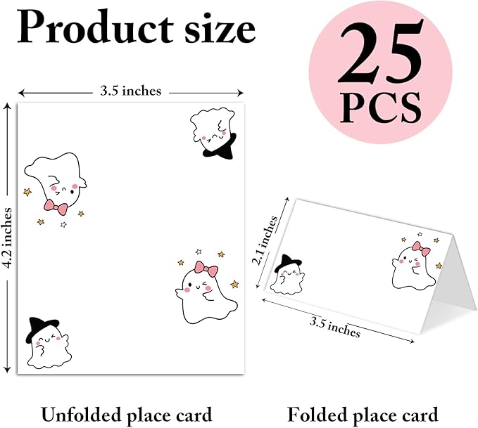 25 Pack Halloween Place Cards, Editable Name Cards - Image 2