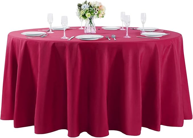 108 inch Round Tablecloth Washable Polyester Table Cloth Decorative Table Cover by Cupuamon