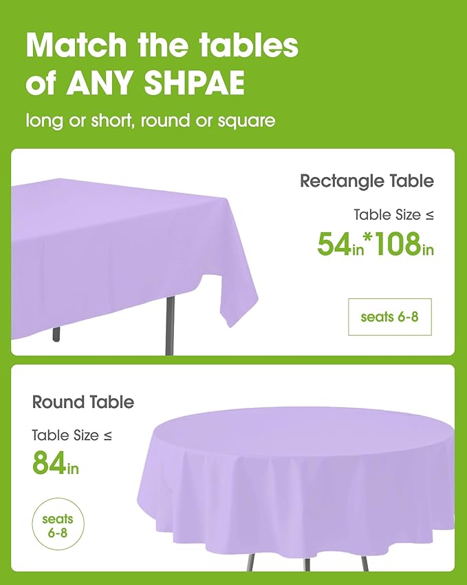 Pureegg Plastic Table Cloth Disposable 10 Pack, 54 x 108 Inch Table Cloths - Image 2