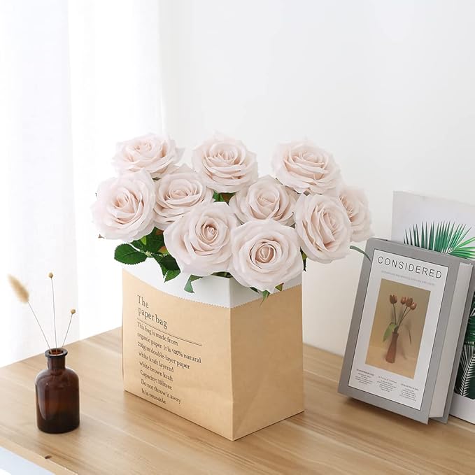 Artificial Rose 10pcs Open Flower Bouquet Faux Rose Stems - Image 3