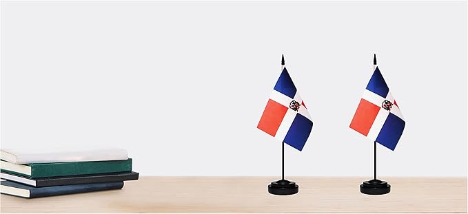 Dominica Dominican Deluxe Desk Flag Set Small Mini Miniature Dominica Dominican - Image 5