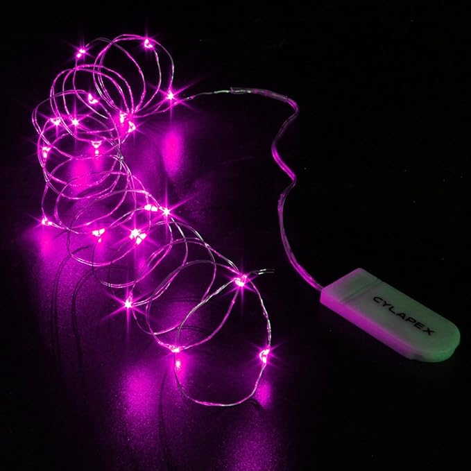 CYLAPEX 6 Pack Pink Fairy Lights String Battery Operated Fairy Lights Firefly - Image 3