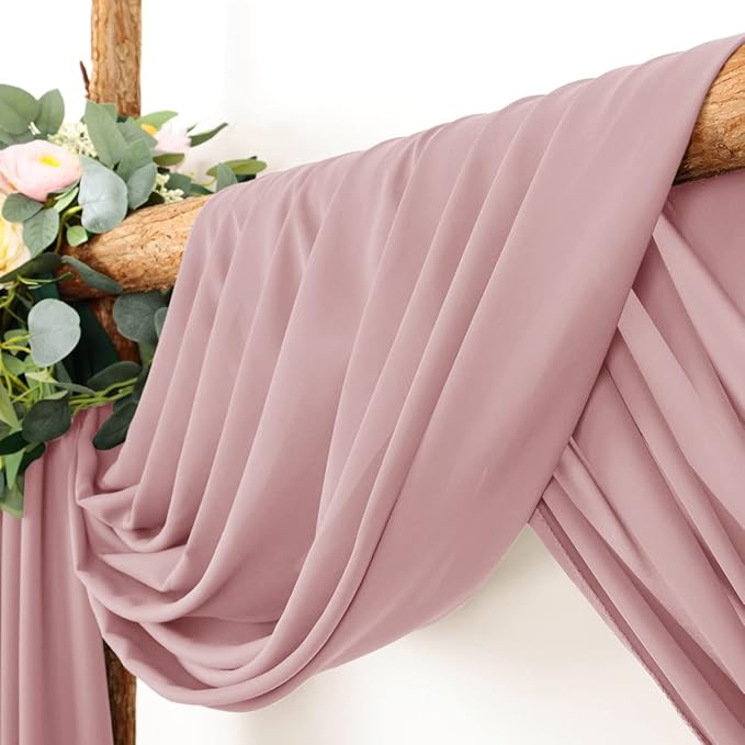 Wedding Arch Draping Fabric 1 Panel 30'' x 18FT Dusty Rose Sheer Chiffon Arch - Image 2