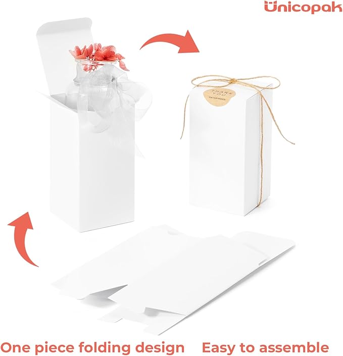 UnicoPak 10 Pack 3x3x6 Gift Boxes Bulk White Small Gift Boxes - Image 3