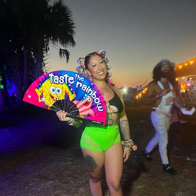 Kandies World UV Reactive Custom Festival Folding Hand Fan - Image 7