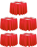 LTC LINENS 5 Pack 108 Inch Round Tablecloths Red by LTCLINENS