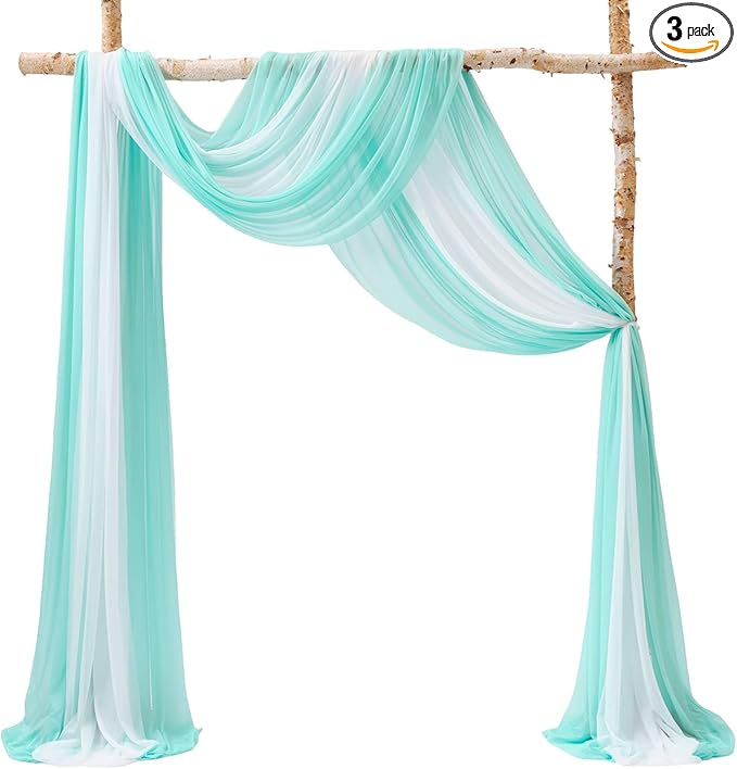 TINGE TIME 3 Panels Wedding Arch Draping Fabric, Wedding Arch Drapes by TINGETIME