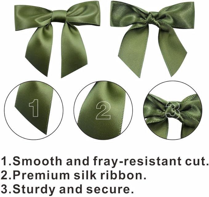 2.5" Hgzgch Sage Green Satin Ribbon Bow - Image 3