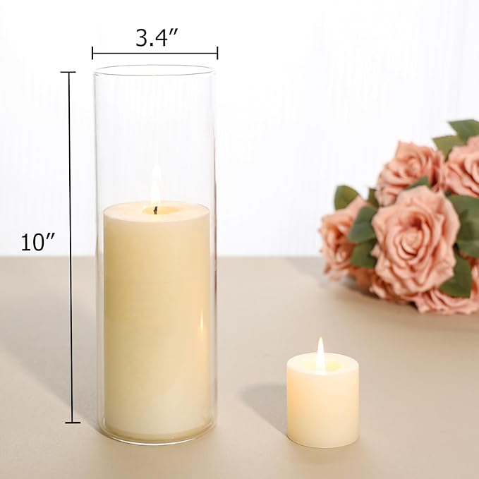 7Pcs Glass Cylinder Vase for Centerpieces 10 Inch Tall Clear Glass Flower Vase - Image 6