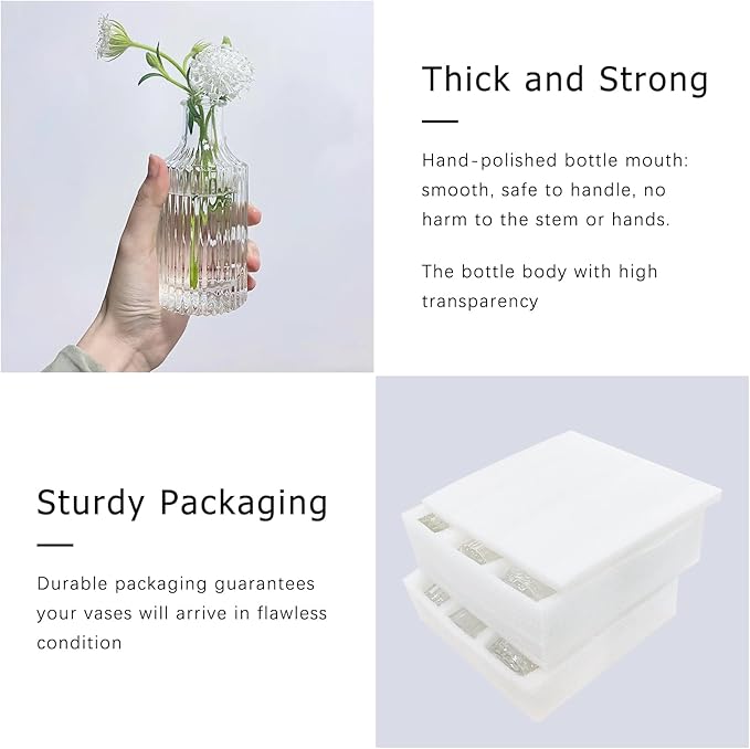12pcs Glass Bud Vase Set, Small Clear Flower Vases - Image 7
