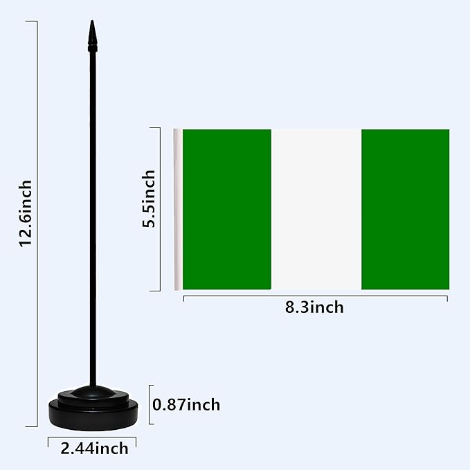 Nigeria Nigerian Deluxe Desk Flag Set Small Mini Miniature Nigeria Nigerian - Image 3