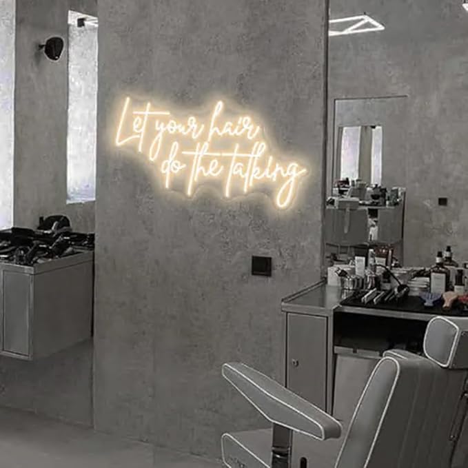 Let your hair do the Talking Neon Sign, Hair Salon Neon Beauty Room Decor - Image 4