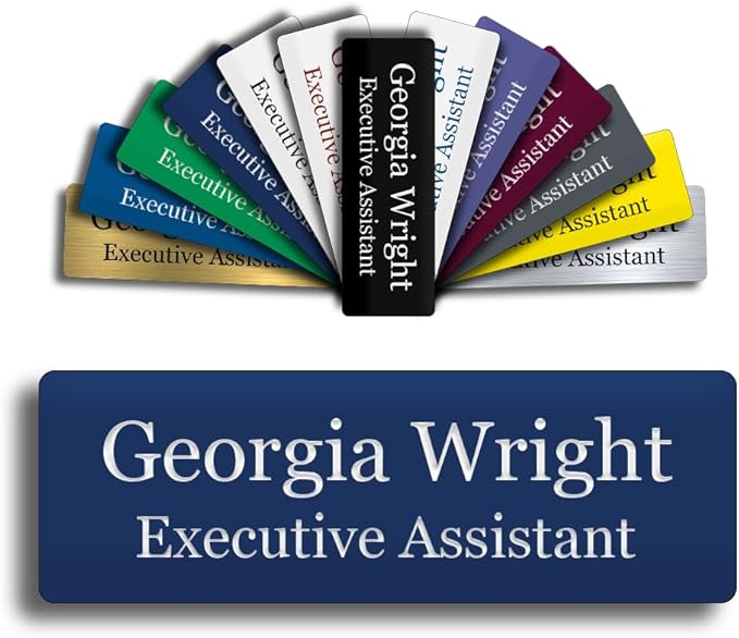 Custom Engraved Name Tag 1" x 3" Personalized Badge Magnetic or Pin Backing by GemAwards